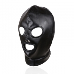 BDSM-Haube mit 3 Löchern und Schnürsenkeln auf der Rückseite